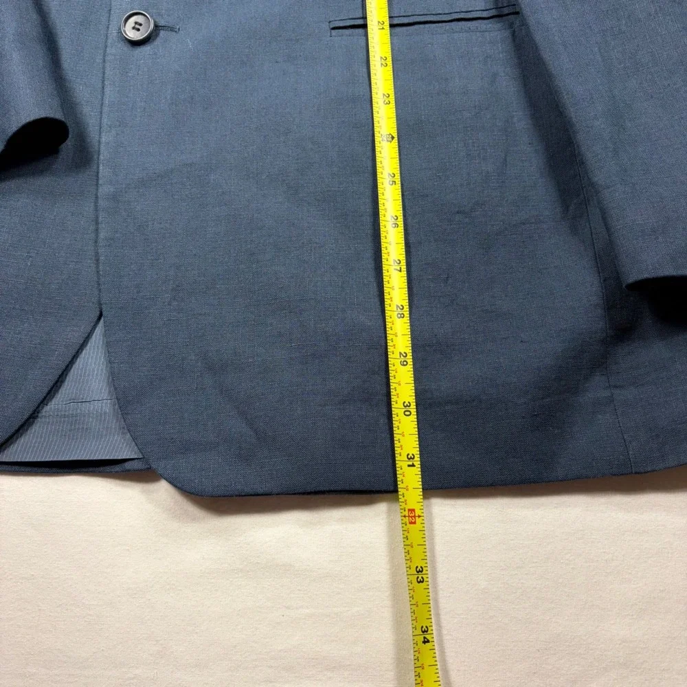 Marks & Spencer Collezione Linen Mens Blazer Jacket 42 Indigo Blue 3-Button